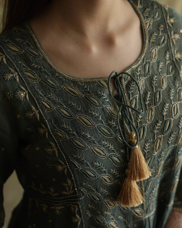 Tissue Silk Chikankari Bhopali Kurta Set - Image 12