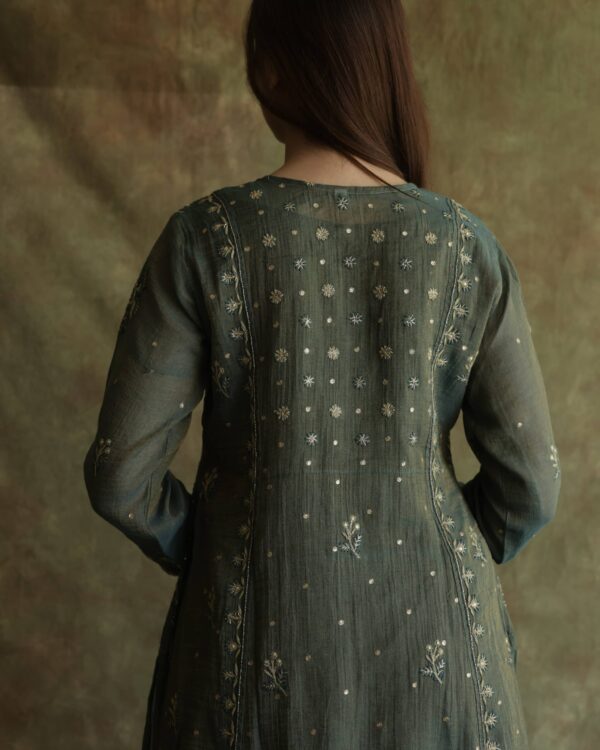 Tissue Silk Chikankari Bhopali Kurta Set - Image 3