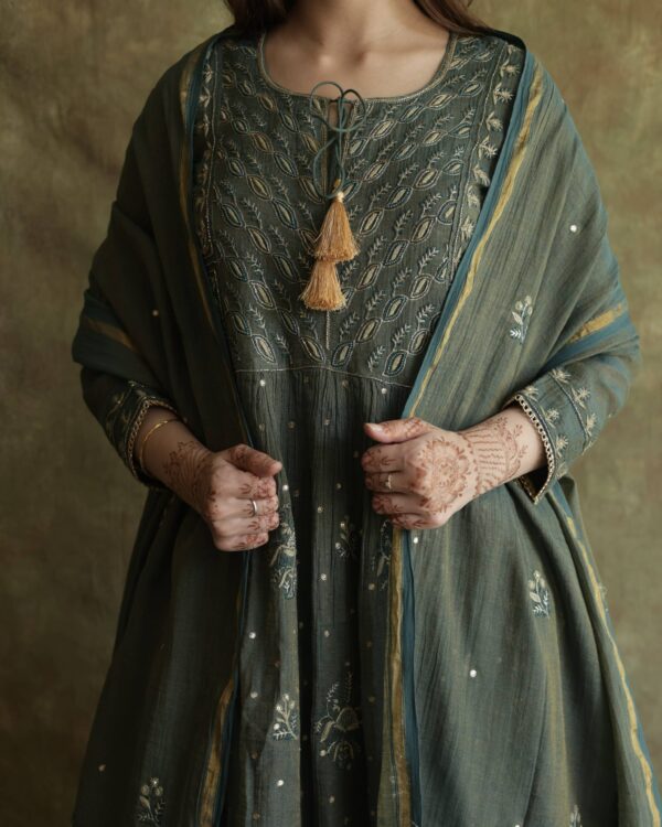 Tissue Silk Chikankari Bhopali Kurta Set