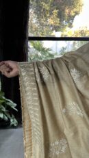 Natural Shade Fine Chikankari Ari Tissue Silk Dupatta