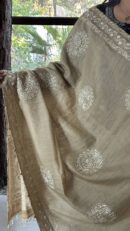 Natural Shade Fine Chikankari Ari Tissue Silk Dupatta