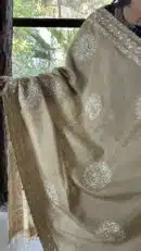 Natural Shade Fine Chikankari Ari Tissue Silk Dupatta