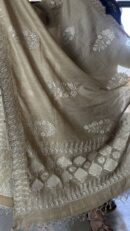 Natural Shade Fine Chikankari Ari Tissue Silk Dupatta