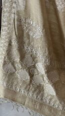 Natural Shade Fine Chikankari Ari Tissue Silk Dupatta