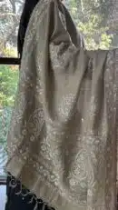 Natural Shade Fine Chikankari Ari Tissue Silk Dupatta