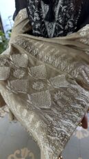 Natural Shade Fine Chikankari Ari Tissue Silk Dupatta