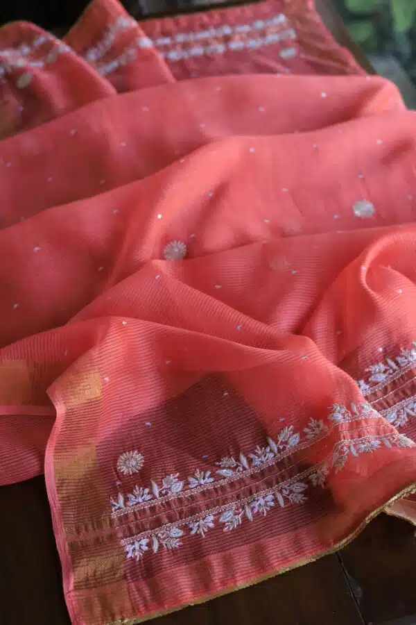 Banarasi Zari Chanderi Unstitched Chikankari Fabrics - Image 14