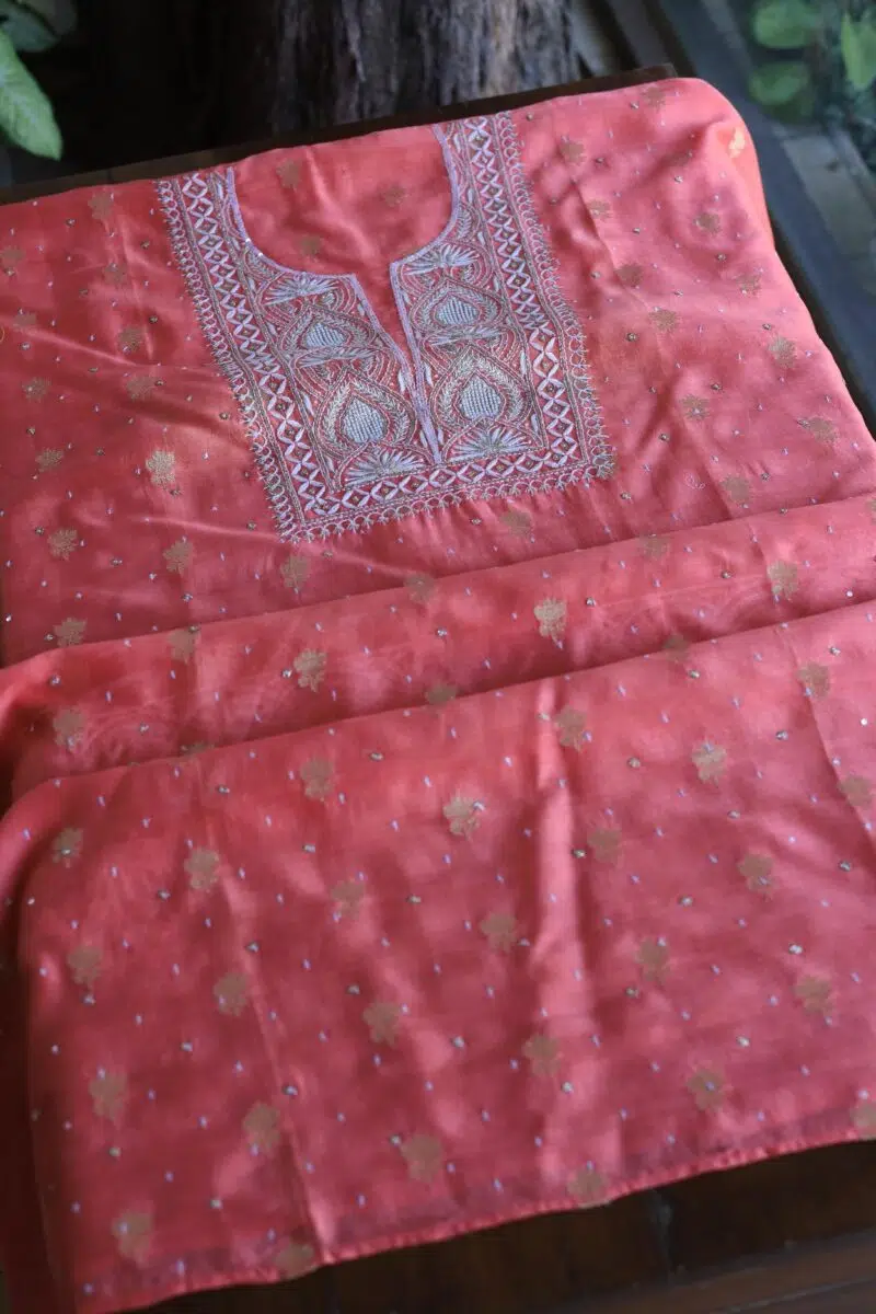 Banarasi Zari Chanderi Unstitched Chikankari Fabrics