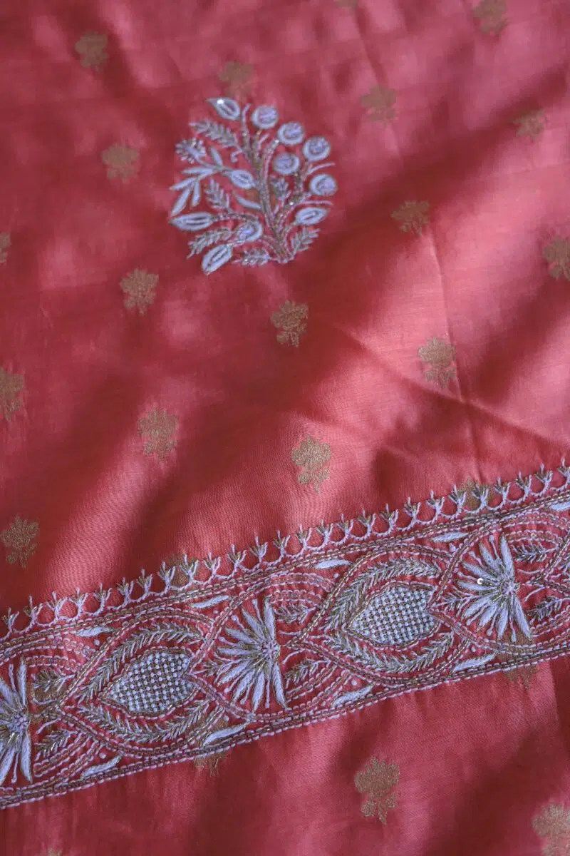 Banarasi Zari Chanderi Unstitched Chikankari Fabrics