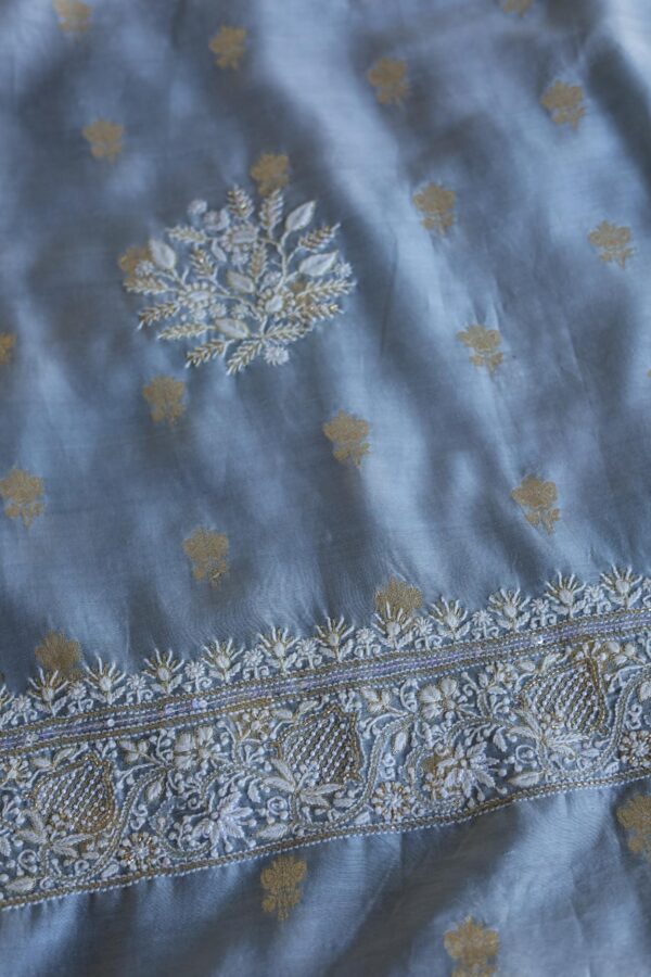 Banarasi Zari Chanderi Unstitched Chikankari Fabrics - Image 13