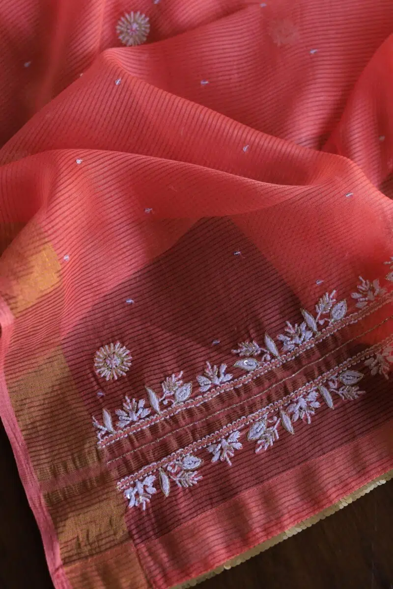 Banarasi Zari Chanderi Unstitched Chikankari Fabrics