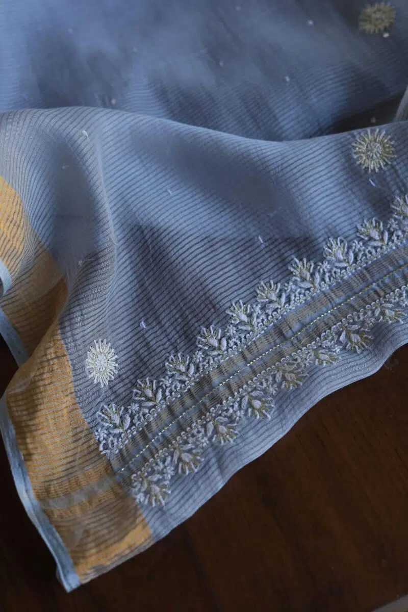 Zari Chanderi Chikankari Fabrics