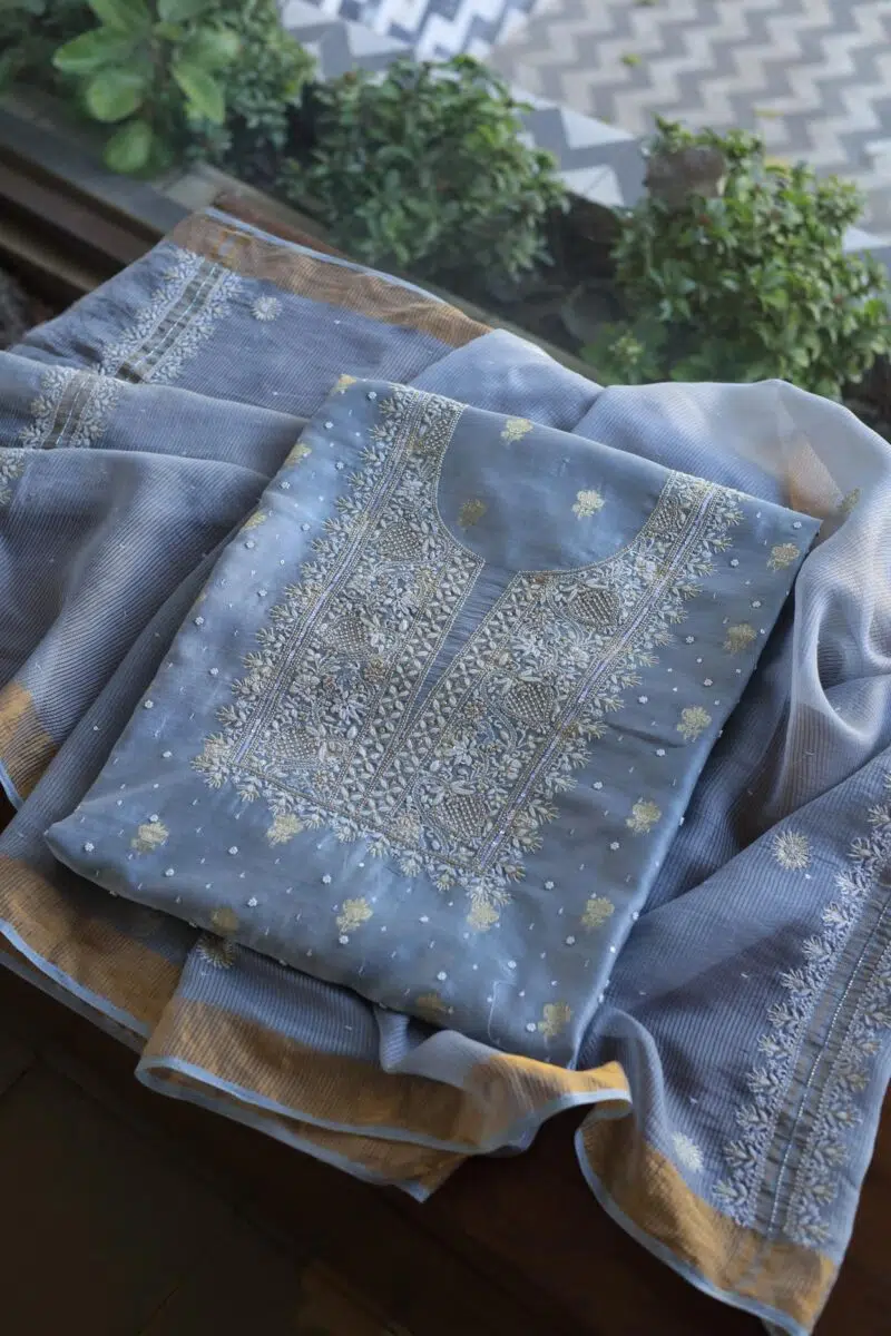 Zari Chanderi Chikankari Fabrics
