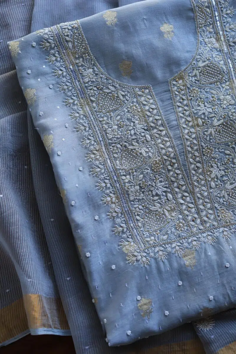 Zari Chanderi Chikankari Fabrics