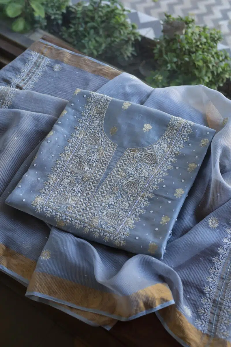 Zari Chanderi Chikankari Fabrics