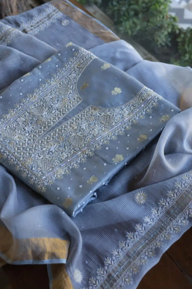 Zari Chanderi Chikankari Fabrics