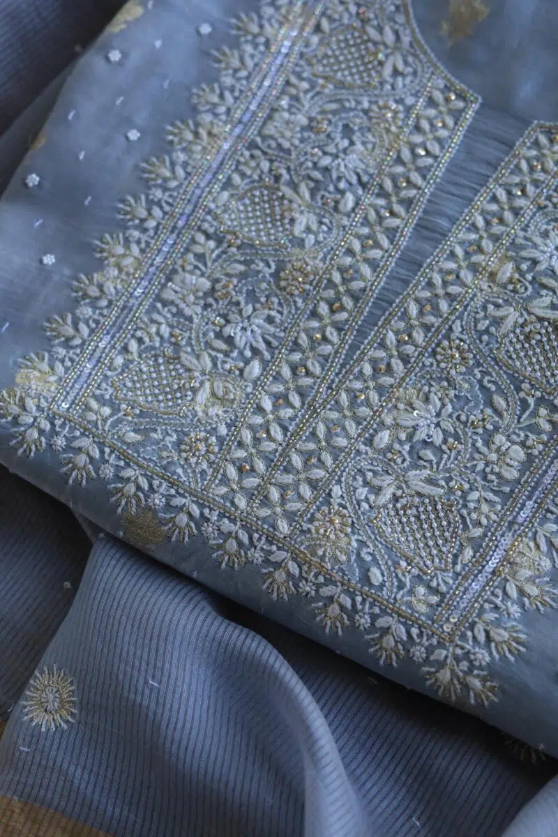 Zari Chanderi Chikankari Fabrics