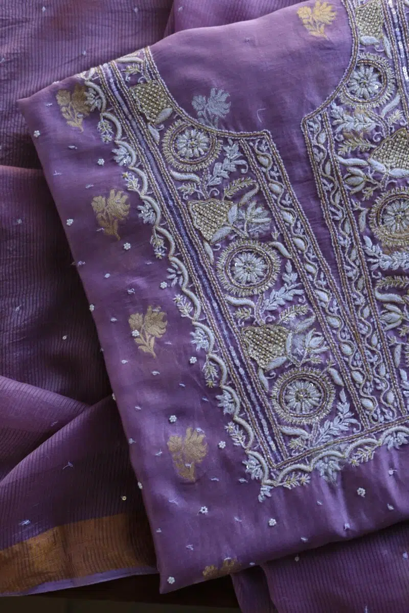 Zari Chanderi Chikankari Fabrics