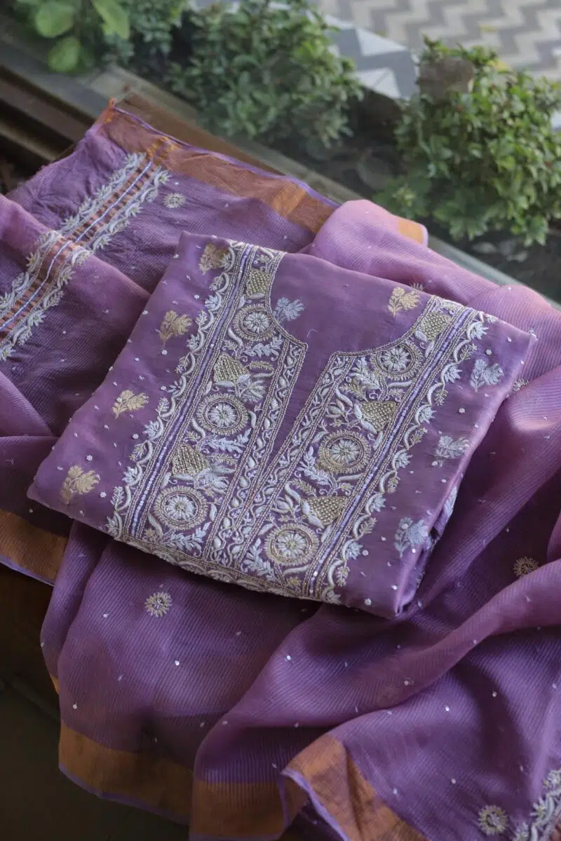 Zari Chanderi Chikankari Fabrics