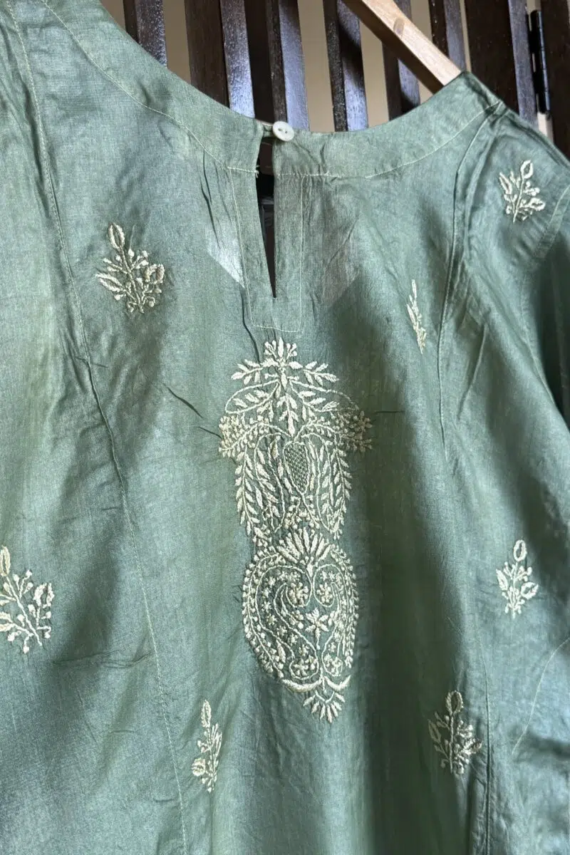 Mulberry silk resham Chikankari kurta