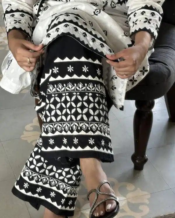 Black & White Daraz Chikankari Palazzo - Image 7