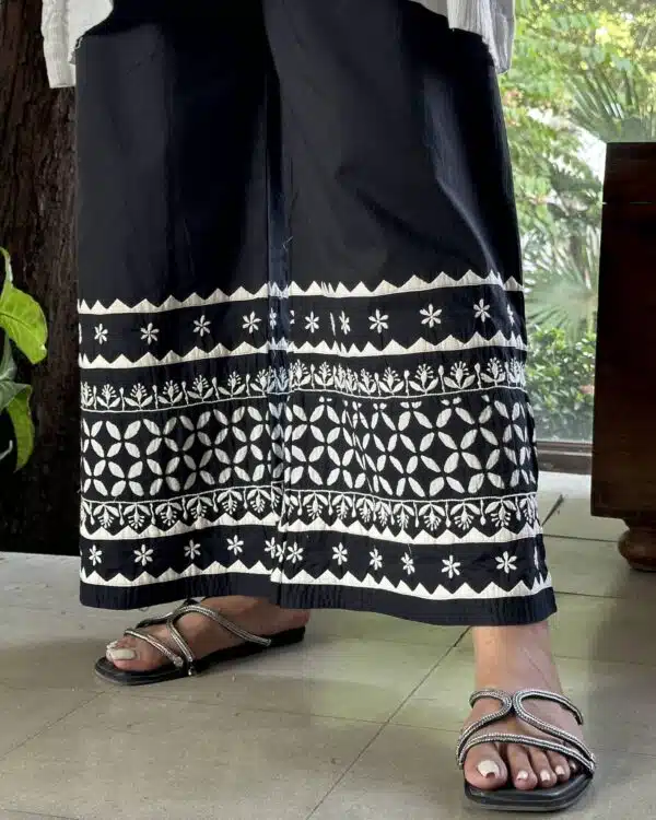 Black & White Daraz Chikankari Palazzo - Image 8