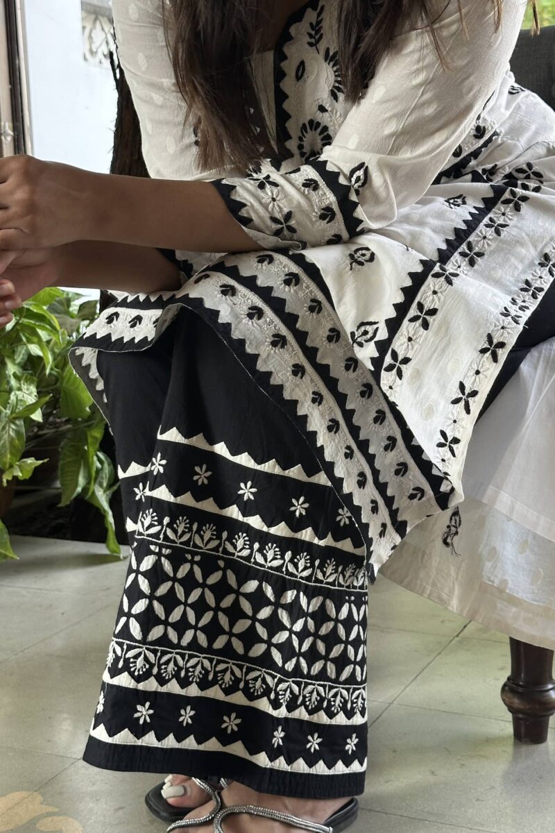 Black & White Daraz Chikankari Palazzo