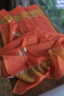Brick Red | Tissue Silk Mukaish Fabrics