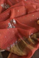 Brick Red | Tissue Silk Mukaish Fabrics