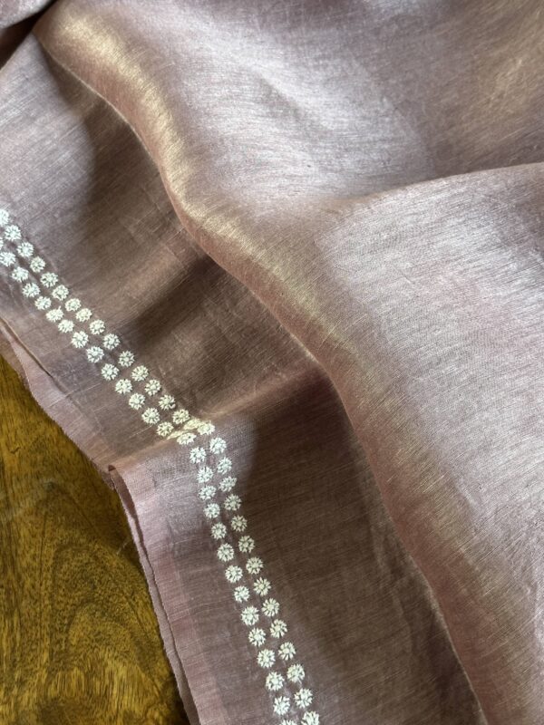 English Lavender Linen Chikankari Unstitched Men's Kurta Fabric - Image 10