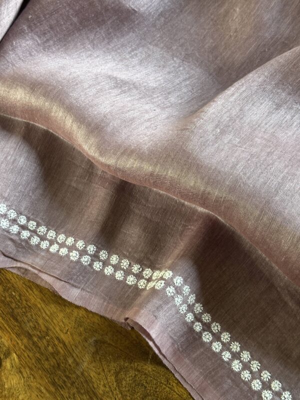 English Lavender Linen Chikankari Unstitched Men's Kurta Fabric - Image 9