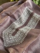 English Lavender Linen Chikankari Unstitched Men's Kurta Fabric