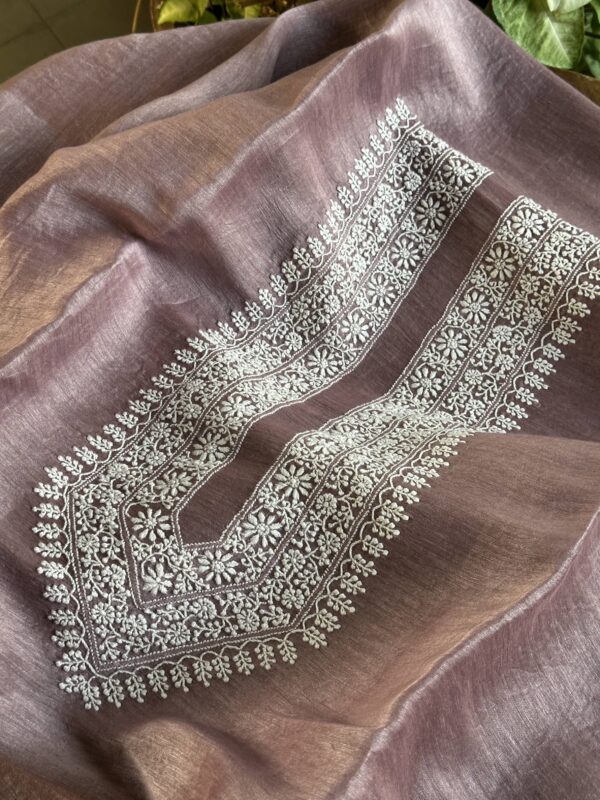 English Lavender Linen Chikankari Unstitched Men's Kurta Fabric