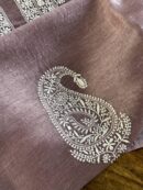 English Lavender Linen Chikankari Unstitched Men's Kurta Fabric