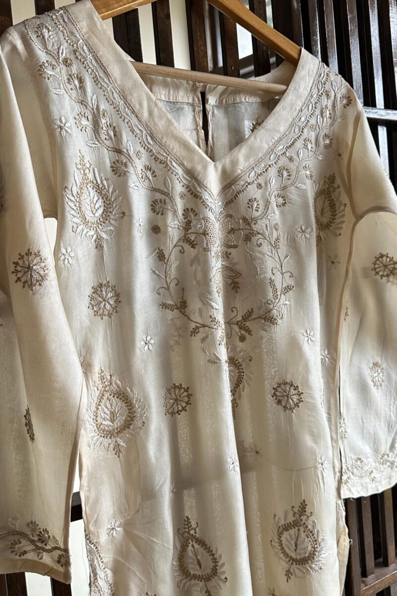 Mulberry silk resham Chikankari kurta