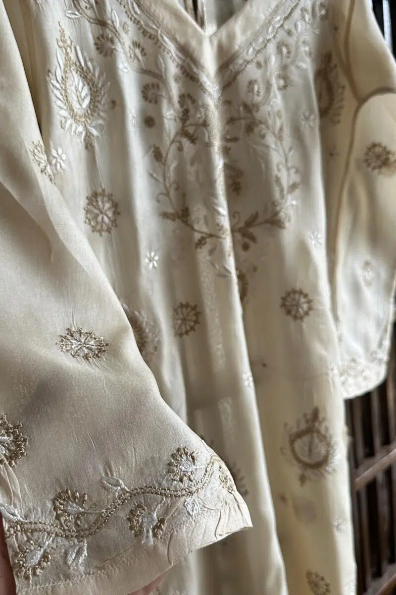 Mulberry silk resham Chikankari kurta