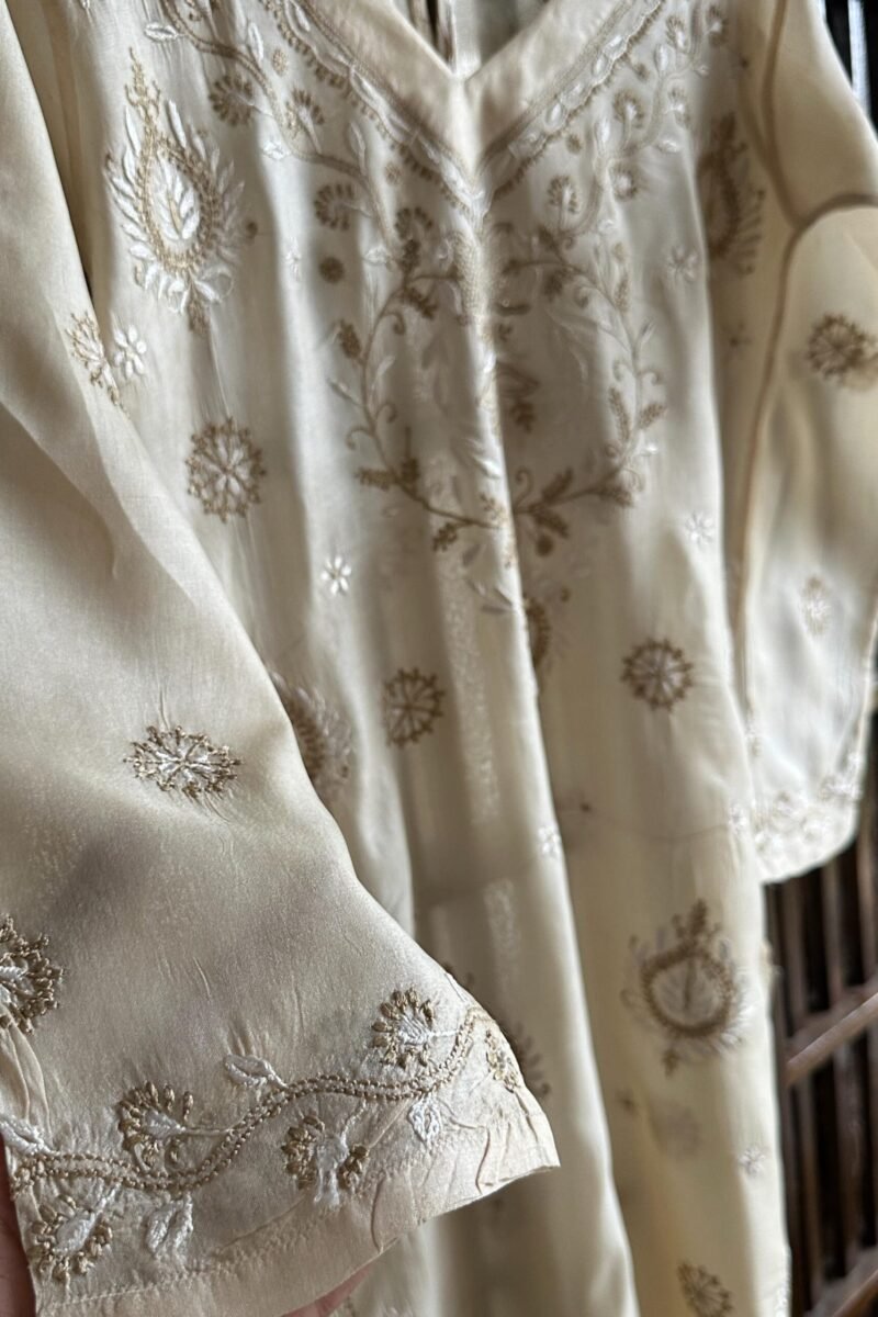 Mulberry silk resham Chikankari kurta