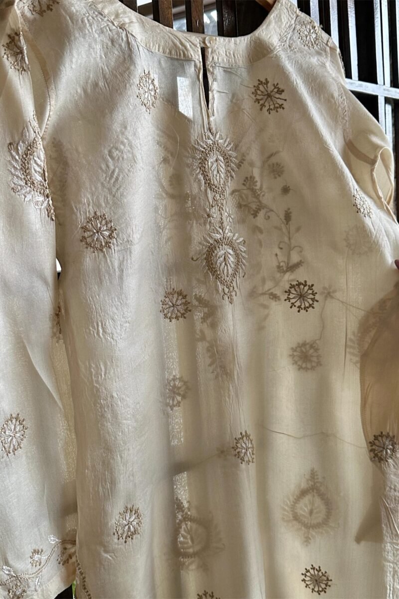 Mulberry silk resham Chikankari kurta