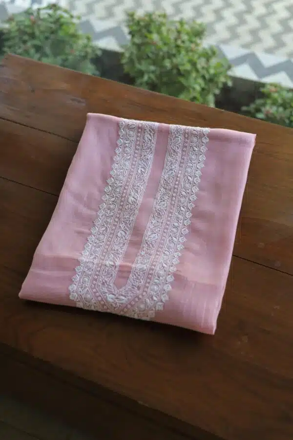 Malmal Chikankari Men's Kurtas Fabrics - Image 3