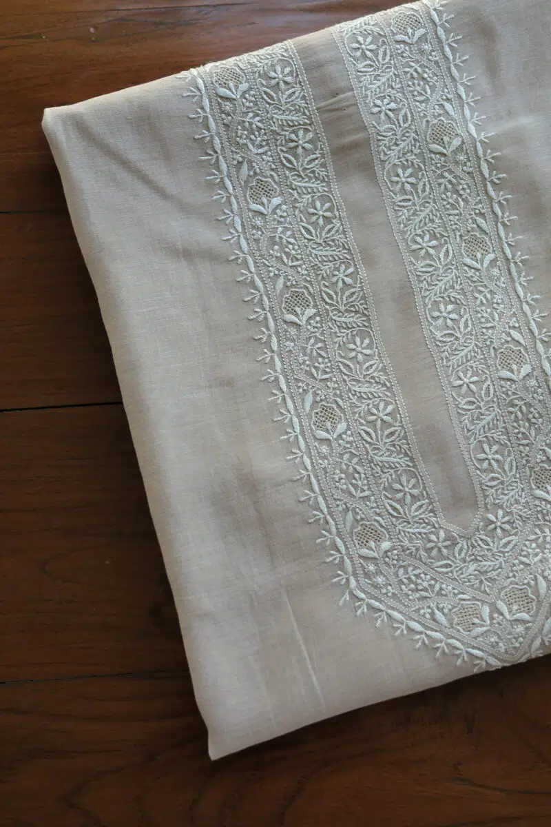 Malmal Chikankari Men's Kurtas Fabrics
