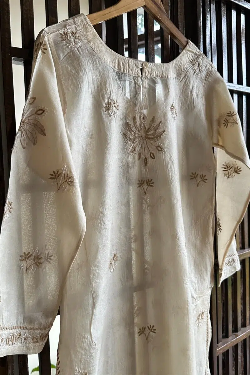Mulberry silk resham Chikankari kurta