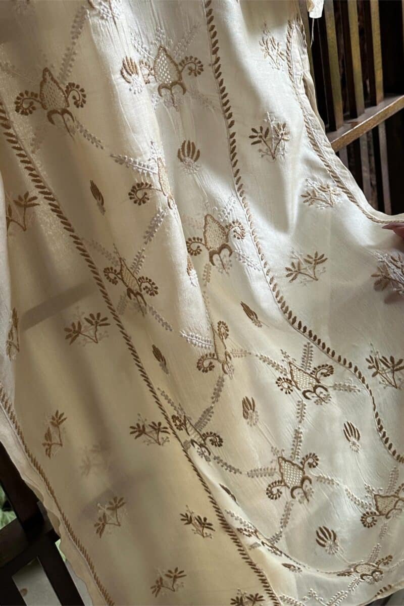 Mulberry silk resham Chikankari kurta