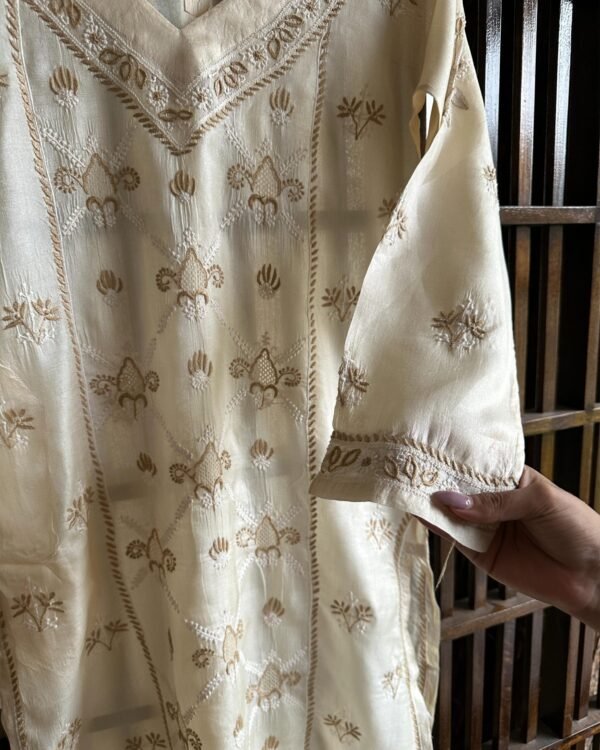 Mulberry silk resham Chikankari kurta - Image 6