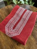 Red Linen Chikankari Unstitched Men's Kurta Fabric