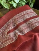 Red Linen Chikankari Unstitched Men's Kurta Fabric