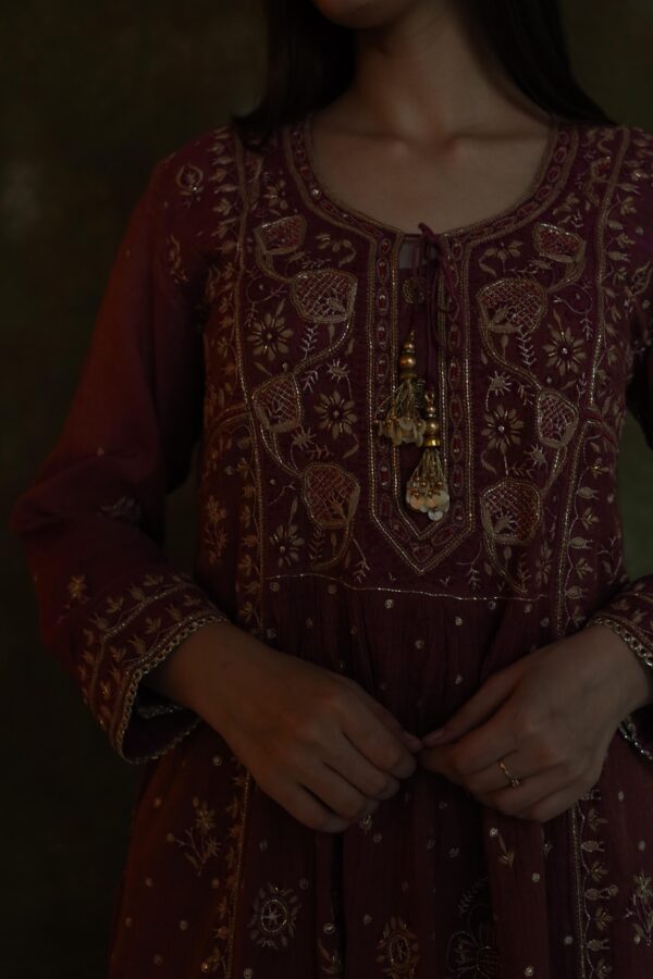 Tissue Silk Chikankari Bhopali Kurta Set - Image 11