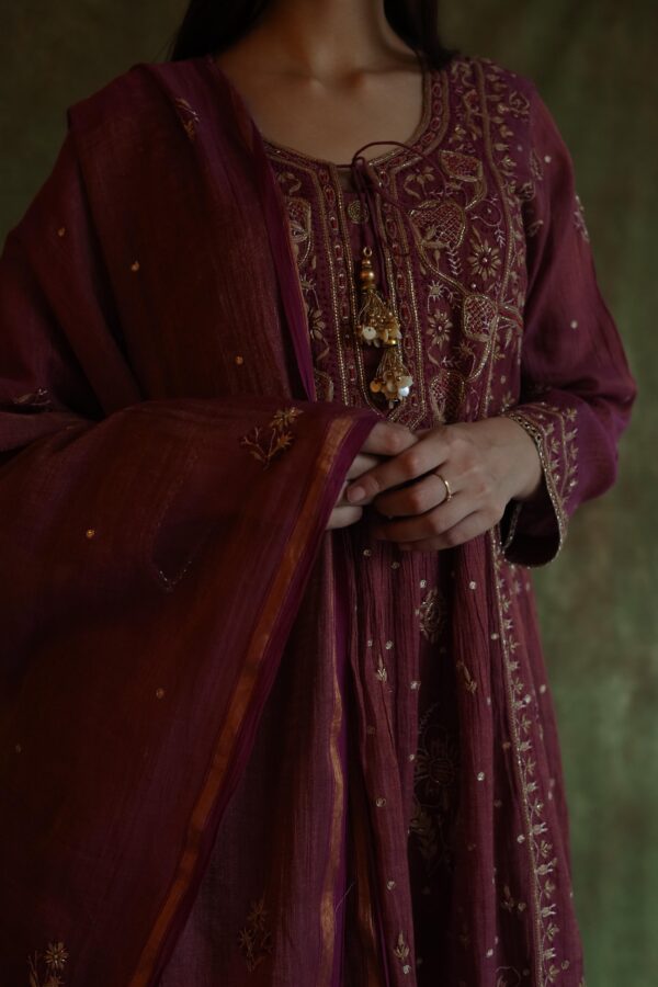 Tissue Silk Chikankari Bhopali Kurta Set - Image 6