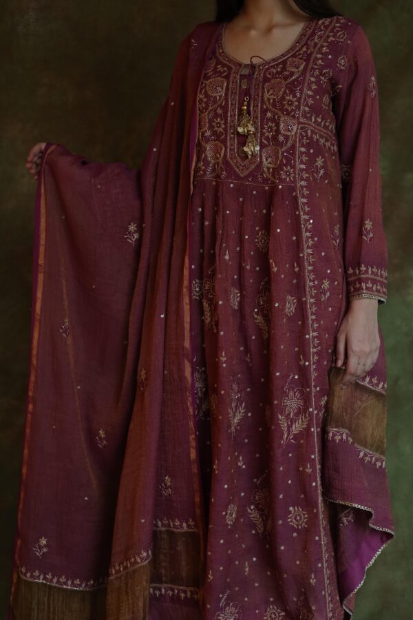 Tissue Silk Chikankari Bhopali Kurta Set - Image 8