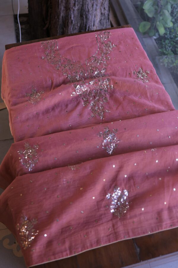 Turkish Rose | Tissue Silk Mukaish Fabrics - Image 6