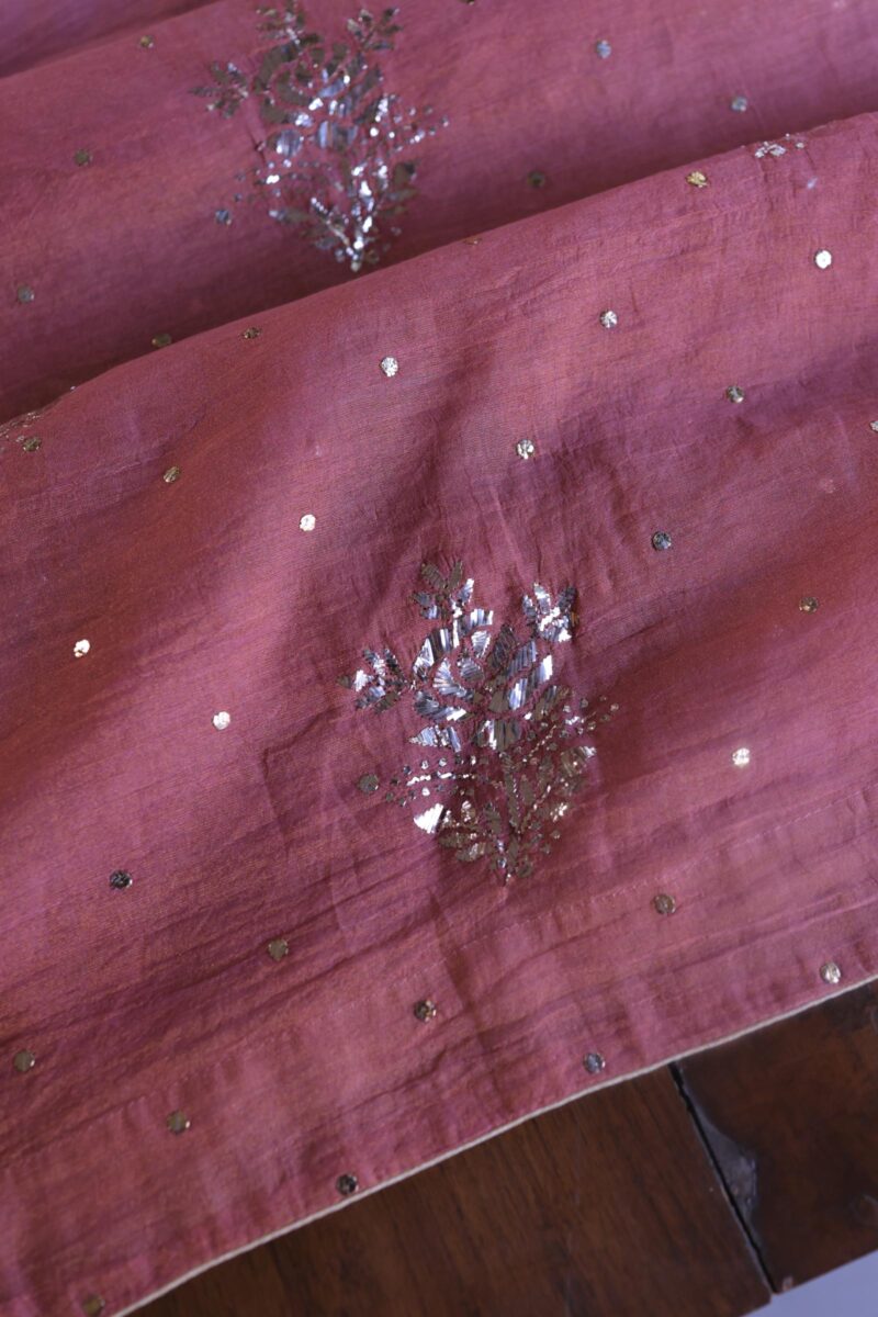 Turkish Rose | Tissue Silk Mukaish Fabrics